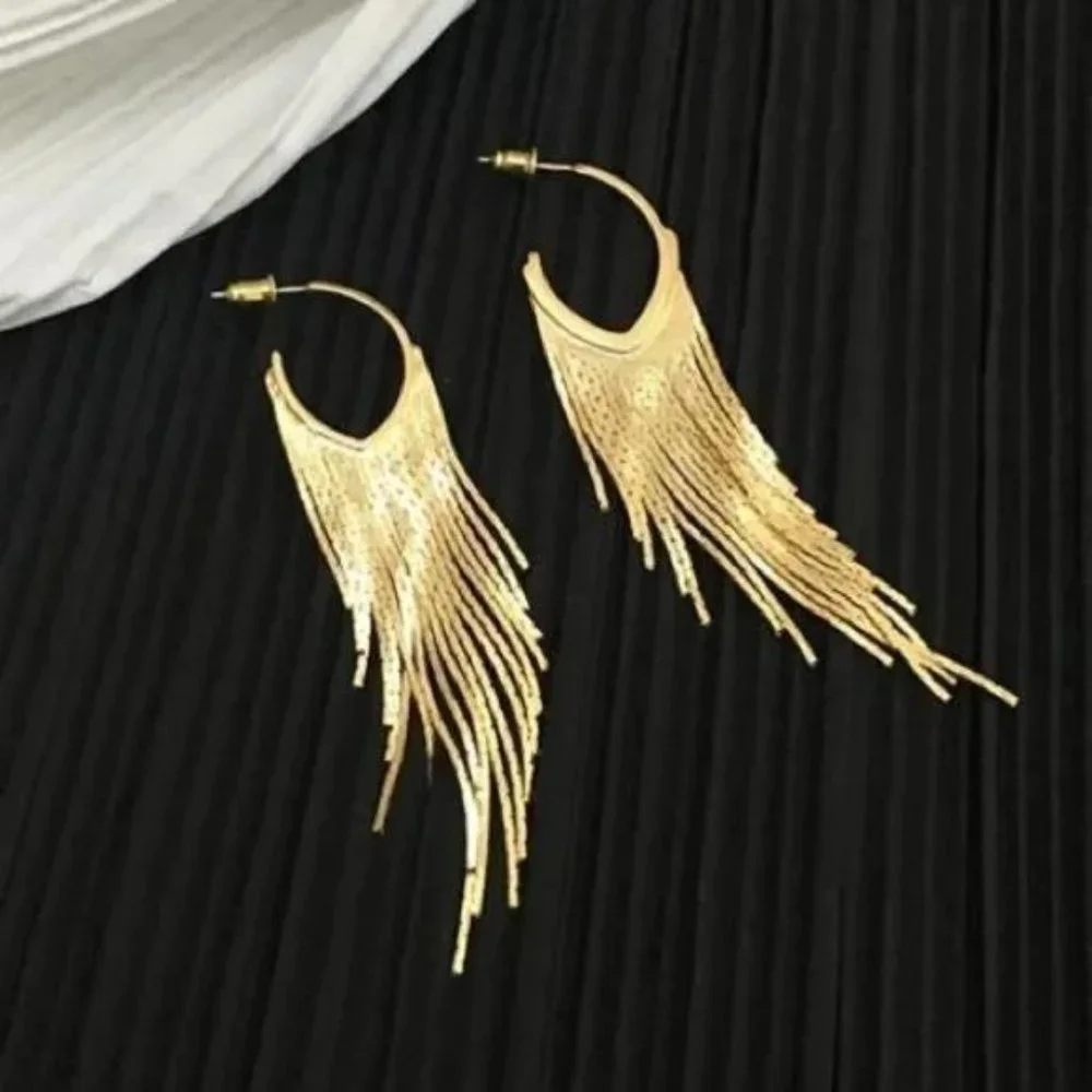 18K Gold plated tassels dangle Earrings, beautiful Earrings, cute Earrings. - Picture 1 of 3